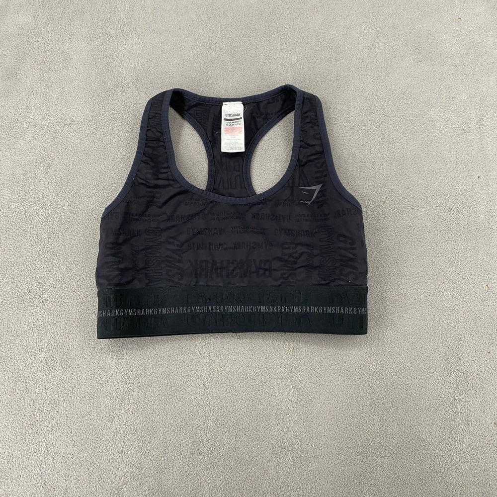 Gymshark Womens Black Tonal Logo Racerback Sports Bra Size L B1A9E